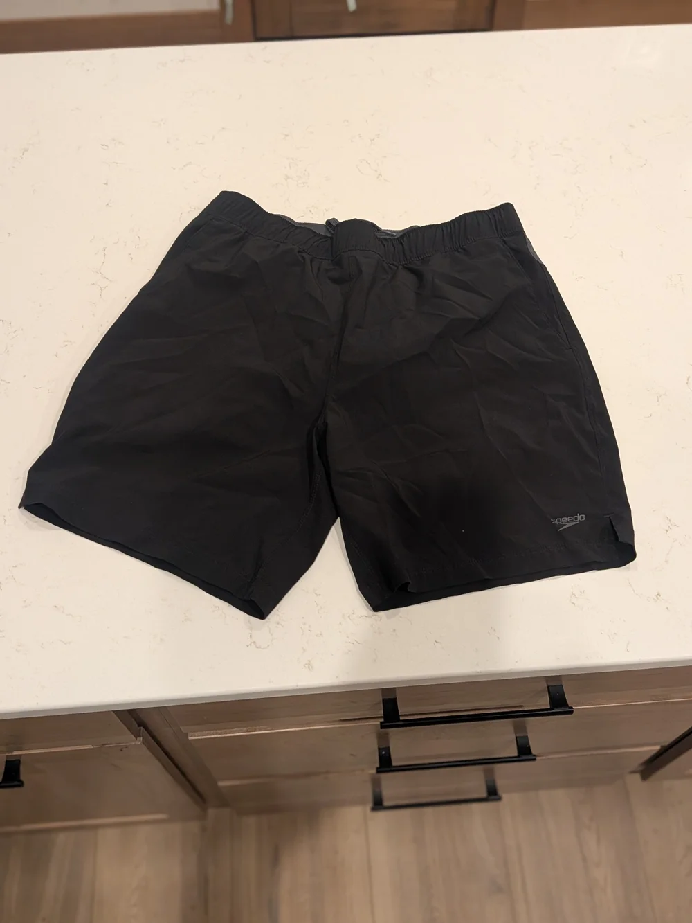Speedo Black Athletic Swim Shorts with Elastic Waist